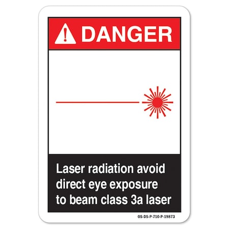 Signmission OSHA, Laser Radiation Avoid Direct Eye Exposure To Beam Class 3a, 5in X 3.5in Decal, L-19873 OS-DS-D-35-L-19873